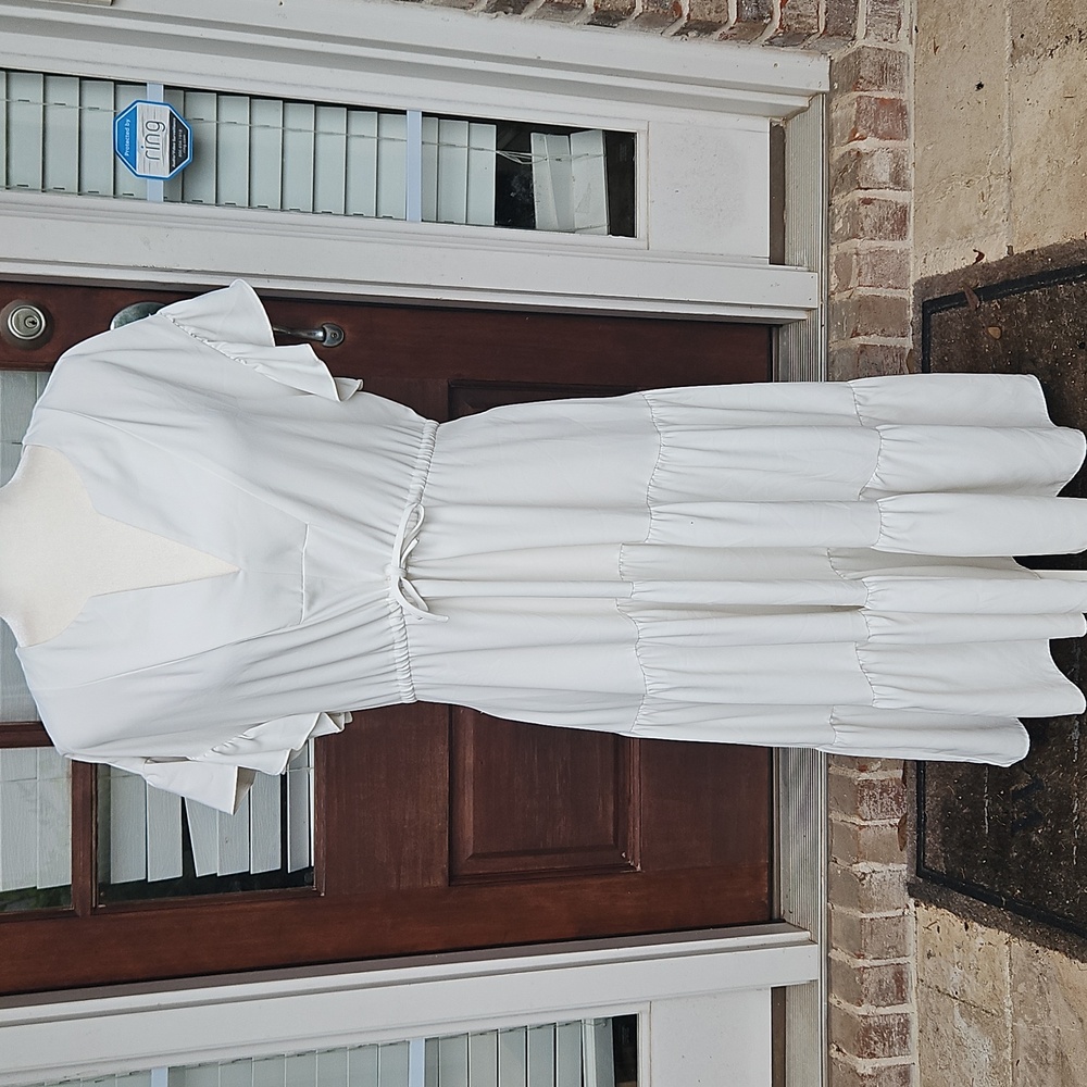 Amanda Uprichard Pegasus Ivory Tiered Waist Tie Dress - Picture 5 of 8